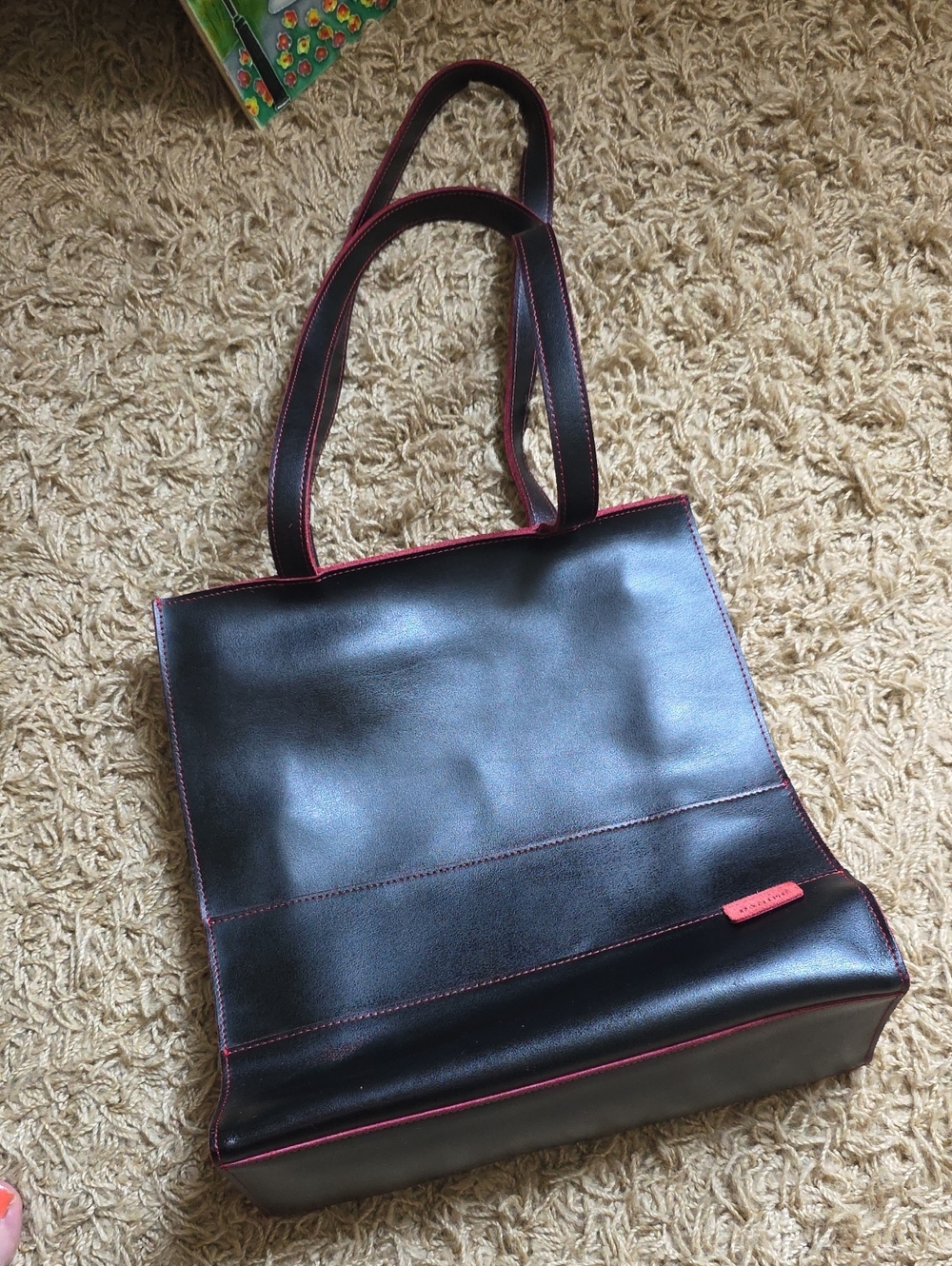 Black and Red Leather Tote Bag - Danier